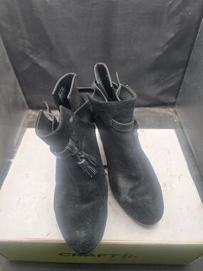 Wolverine Black Suede Tassel Ankle Booties